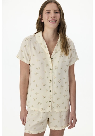 Penti Ekru Bloom Gömlek Şort Pijama Takımı Ecru