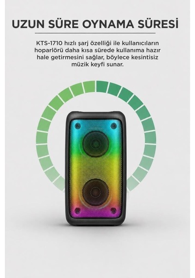 Özel Üretim Bluetooth Hoparlör Kts-1710 Siyah Renkli Işık Görsel Lamba Eğlence Aleti