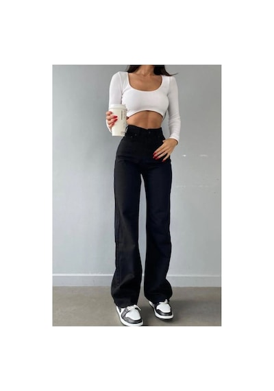 Woddi Nvn Hsn Cnk Xier Siyah Likralı Bel Salaş Jean Pantolon New Sezon