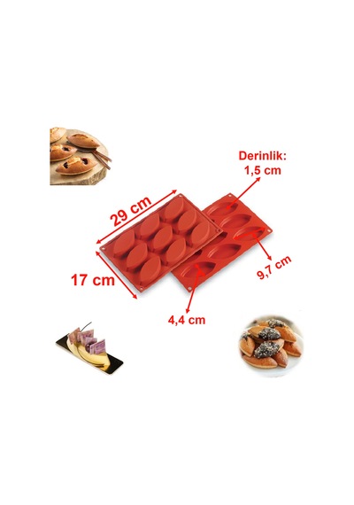 9 Göz Mekik Şekilli Silikon Sabun  Çikolata Mum Pasta Kek Kalıbı