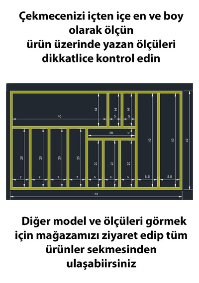 73x42 Cm Ahşap Kaşıklık El Yapımı Çekmece İçi Organizer Mutfakta Kusursuz Düzen