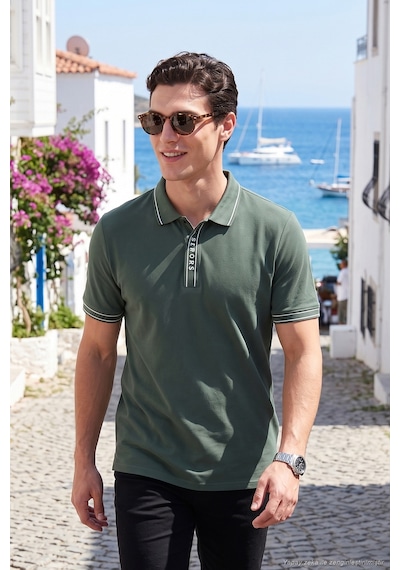 Buratti Pamuklu Regular Fit Yarım Fermuarlı Polo T Shirt Erkek Polo Yaka T Shirt 5904073 Nefti
