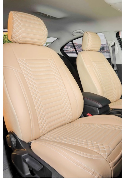 Mitsubishi Colt Lüx Full Deri Oto Koltuk Kılıfı Ön Arka Takım Exclusive Bej