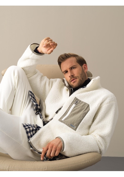 Xint Ekru Oversize Dik Yaka Kuzu Mont 195041 Beyaz