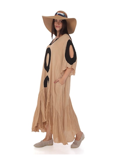 Bohem Stil Omuz Dekolteli Şık Dökümlü Elbise Camel Bohem Stil Omuz Dekolteli Şık Dökümlü Elbise Camel