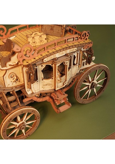 Rokr Amka1 Müzik Kutusu Stage Coach Music Box Dıy Mechanical 3d Wooden Puzzle Maket Model Seti 3d Model Kit Detaylı Dekoratif Hobi Seti Ahşap Maket Hareketli