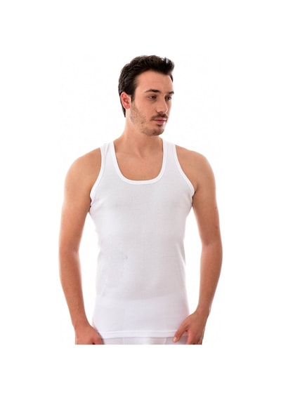 Tutku Erkek Beyaz Ribana Esnek Askılı Atlet 6'lı Paket Model No-0102 001