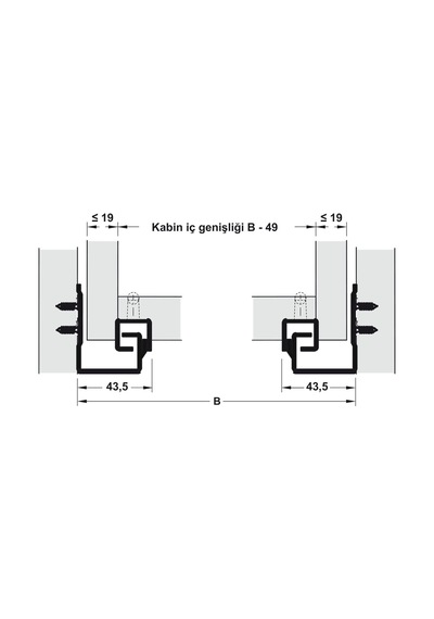 Hafele Pow, Tek Açılım Yavaşlatıcılı Gizli Ray 450mm GRi