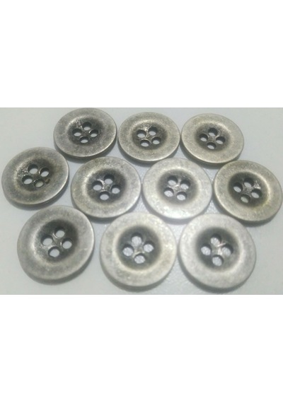Antik Gümüş Renkli 15mm. 10 Adet Metal Düğme