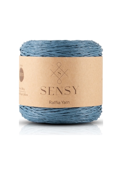 Sensy Premium 250 Gr Doğal Kağıt Ip, Hasır Kağıt Iplik, Rafya, Çanta, Supla, Şapka Ipi, 250m Mavi