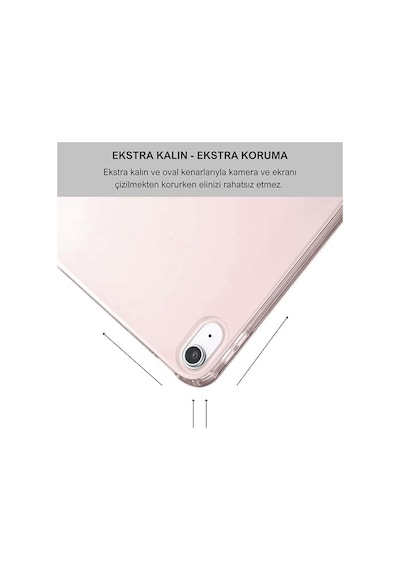 Apple İpad 10.9 İnç 2022 10. Nesil Uyumlu Smart Kılıf, Apple Pencil Kalemlikli, Trifold, Esnek, Mat, Darbeye Tam Dayanıklı Tablet Kılıfı Pembe