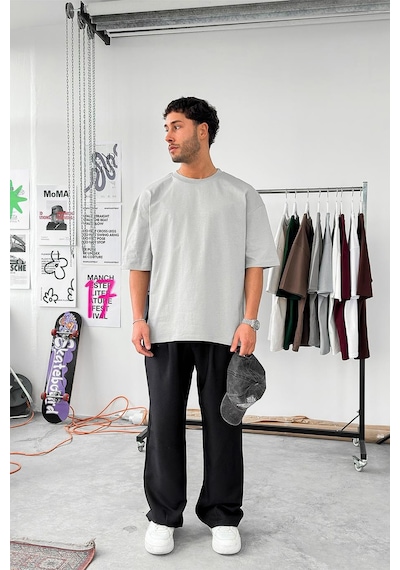 Gri Cozy Basic Soft Oversize Tişört Gri