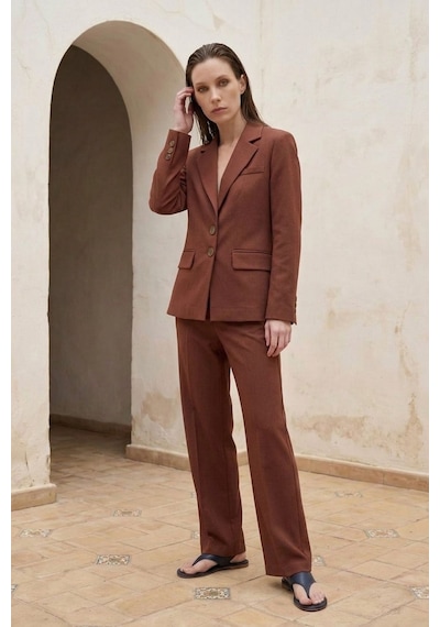 Hiccup My Fashıon Kadın Blazer Ceket Kestane Kahvesi
