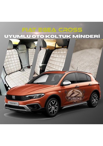 Fiat Egea Cross Bej Tay Tüyü Cepli & Terletmez Sırtlı Oto Koltuk Minder Seti - Koruma Kılıfı  Ön & Arka Set