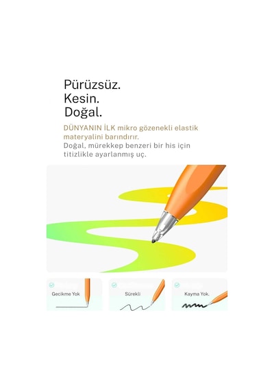 Apple Uyumlu iPad 11. Nesil A16 İle Uyumlu Profesyonel Avuç İçi Red Özellikli Stylus Sessiz Ve Hassas Tablet Kalemi Turuncu