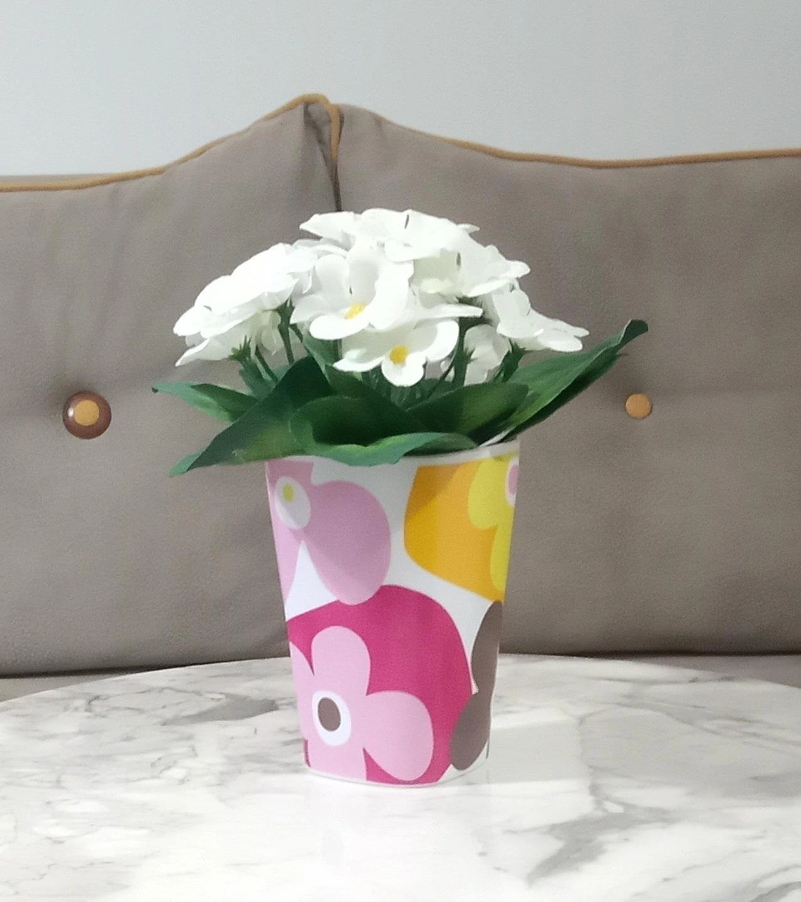 2 Adet Vazo Dahil,vazoda Çiçek,beyaz Yapay Çiçek,vazo Dekoratif Kırmızı Papatya 7x7x16cm Çok Renkli