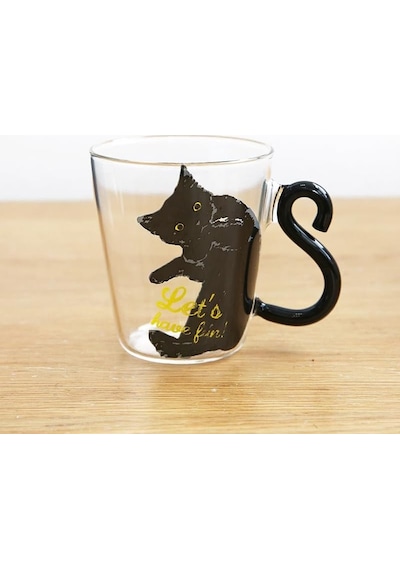 Kedi Figürlü Sevimli Kahve Fincanı Süt Çay Kahve Bardağı Kupa Isıya Dayanıklı Cam Fincan Kuyruk Kolu Kedi Fincan Hediyelik Diğer