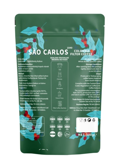 Colombia Filtre Kahve 500 Gr Colombia Medellin Single Origin Çekirdek