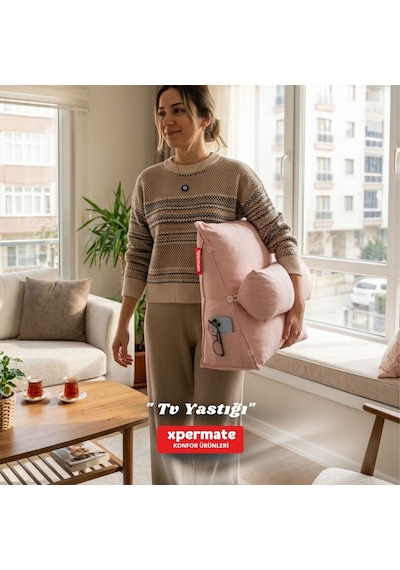 Xpermate Sırt, Bel, Boyun Destekli TV Okuma Yastığı Ameliyat Sonrası Pembe