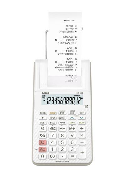 Casio Hr-8Rc-We 12 Haneli Şeritli Hesap Makinesi