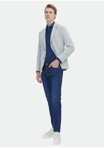 Ramsey Ekru Mikro Shirt Shoulder Slim Fit Pamuk Karışımlı Örme Ceket