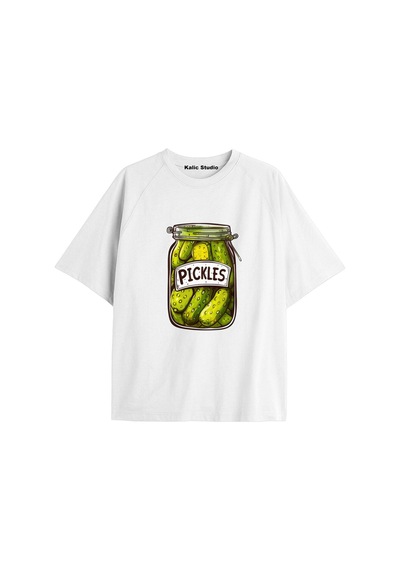 Kalic Studio Y2k Vintage Pickles Baskılı Beyaz T-shirt Kod 201 Beyaz-201