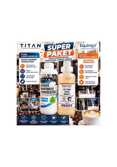 Tıtan Clean Coffee K10 + Equinox Kc 028 Nox Mılky Profesyonel Kahve Makinesi Temizlik Seti - 939633459 Diğer