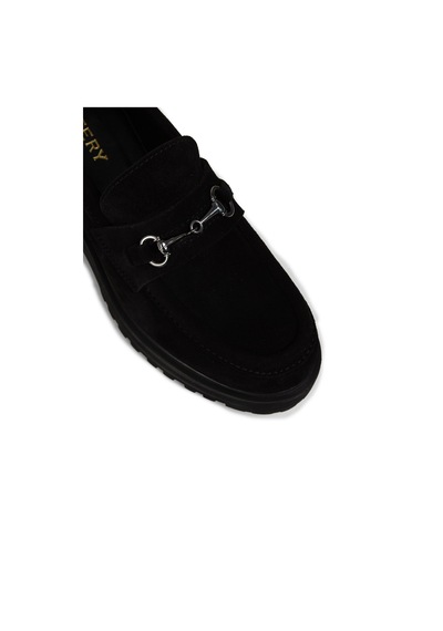 Deery Kadın Hakiki Süet Siyah Toka Detaylı Loafer - 02024zsyhe01 Siyah