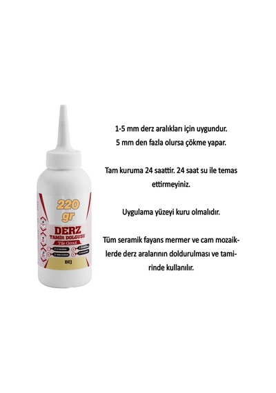Hazır Derz Dolgu Fayans Seramik Mermer Yer Duvar İçin Tamir Derz Yenileme Dolgusu 220 Gr Bej Renk