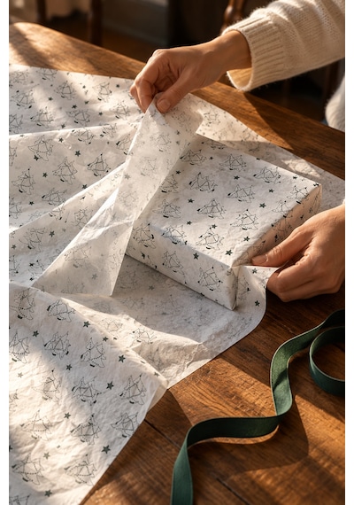 Yılbaşı Çam Ağacı Desenli Pelur Kağıt, 1kg 115 Adet - 50x70 Cm, H