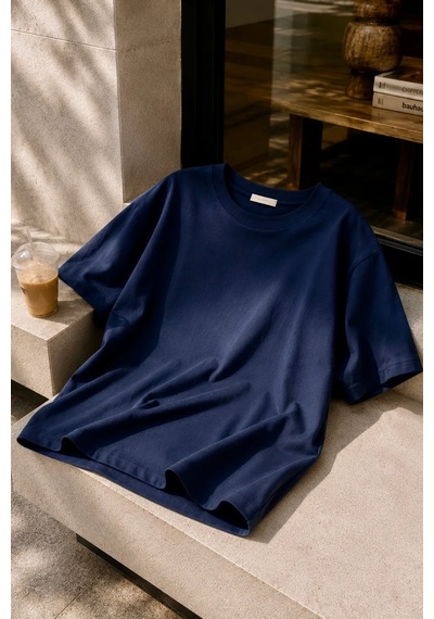 Bbbutikbasic Erkek Oversize Basic Bisiklet Yaka Pamuklu Tişört My3535 Lacivert