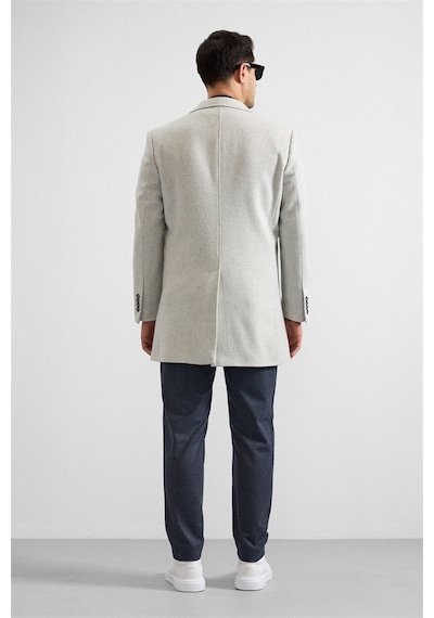 Süvari Gri Slim Mono Yaka Cepsiz Kaban Kb2010100321-s05 Gri
