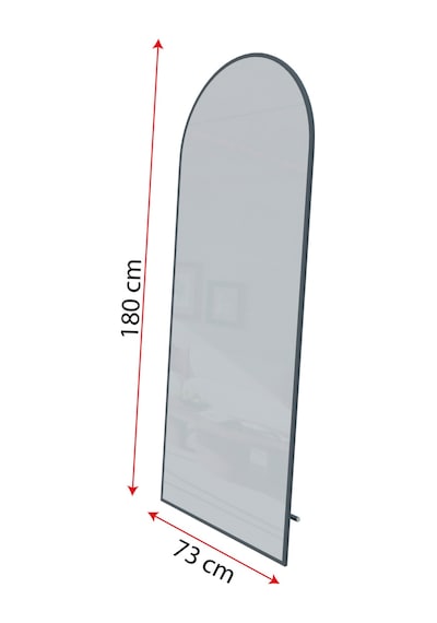 Evdemo Pamir Siyah Metal Çerçeveli Ayaklı Oval Boy Aynası 180x70 Cm Siyah