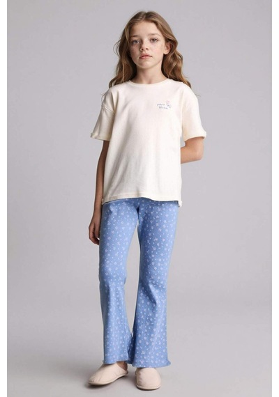 Defacto Tişört Alt 2li Pijama Takımı Kız Çocuk H2655a826sper99 Ekru-er99