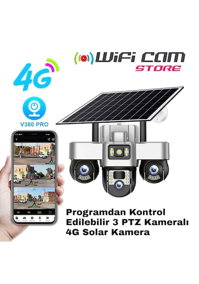 3 Motorlu V380 4g Solar Kamera
