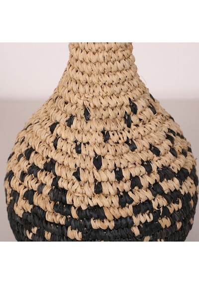Garlıc Rafya Vazo - Saksı 22x42 Cm Siyah