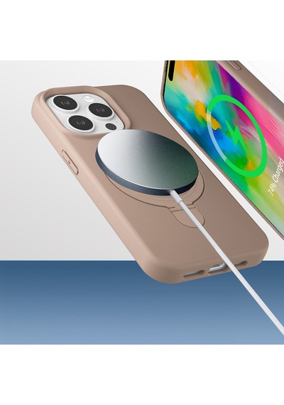Apple Uyumlu iPhone 15 Pro Kılıf M-safe Şarj Özellikli Standlı Mkst Samara Kapak - Siyah Siyah