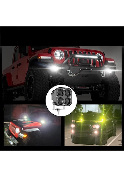 Off Road 3 İnç Çift Renk Beyaz Sarı Çalışma Ve Sis Lambası 2 Adet