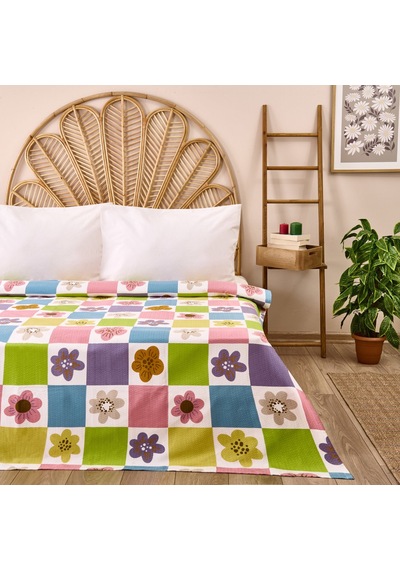 Soft Agave Çift Kişilik Pike - Renkli - 200x220 Cm