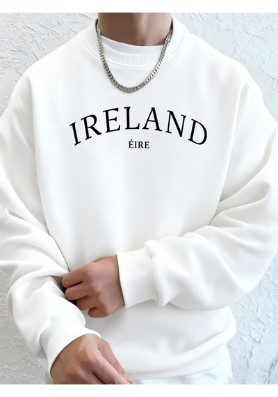 Startmore Startmoreirlanda Eire Mektup Yaratıcı Baskı Erkekler Sonbahar Hoodie Rahat Yumuşak Tişörtü Moda Sokak Beyaz