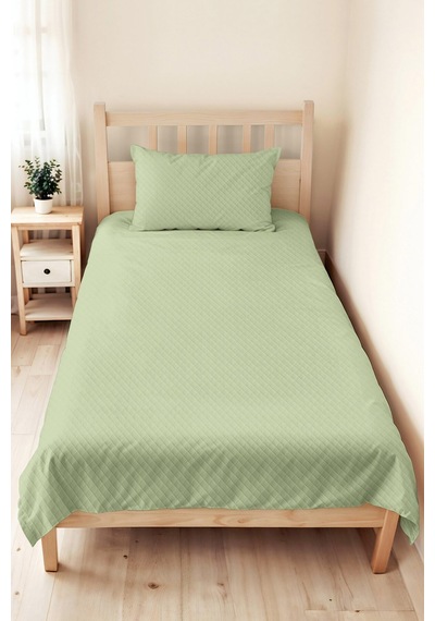 Mint Minimal Genç Odası Tek Kişilik Pike Takımı - Kapitone Pastel Yeşil 160x220 Cm Yatak Örtüsü Sabahçı Nehir Serinliği
