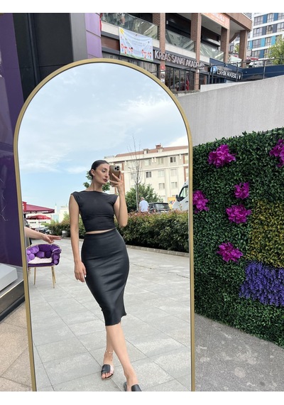 Zr Model Yüksek Bel İnce Kalça Kalem Slim Etek-siyah-187 Siyah
