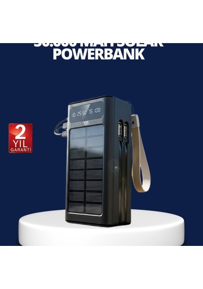 Solar Panelli Powerbank Led Aydınlatmalı Ve Dijital Göstergeli Taşınabilir Şarj Cihazı Renkli