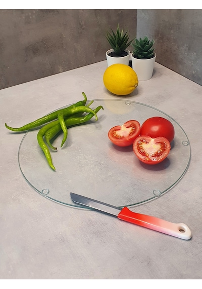 Saydam Cam Kesme Tahtasi Çap 32cm