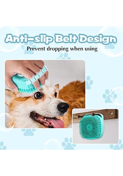 Şampuan Hazneli Kedi Köpek Yıkama Fırçası Sarı Masaj Özellikli Silikon Tüy Temizleme Ve Yıkama Tarağı