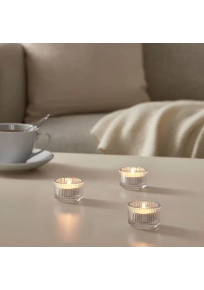 Sumuhome Fınsmak Dekoratif Tealight Mumluk Cam 3.5 Cm Şeffaf