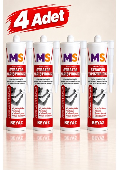 4 Adet Beyaz Strafor Yapıştırıcısı 310 Ml Akrilik Esaslı Kartonpiyer Eps Xps Yapıştırma Tutkalı 480 Gr