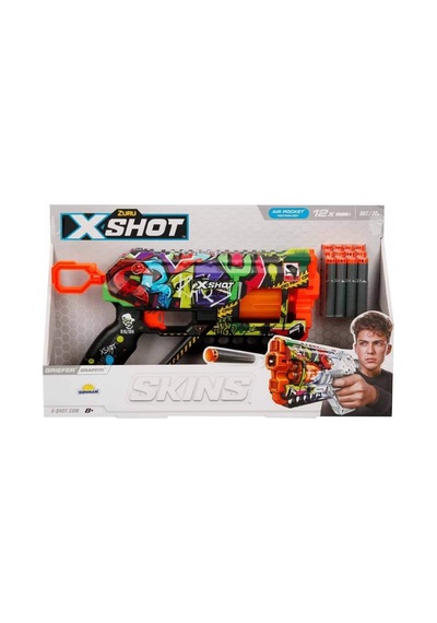 Mey İthalat 36561 X-shot Skins Griefer 12 Li Sünger Dart Atan Silah 32 Cm