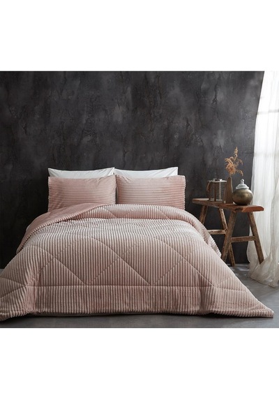 Comfort Yorgan Seti Çift Kişilik Stripe Cappucino Çok Renkli