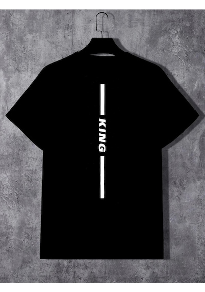King Sırt T-shirt Şort - Siyah Alt Üst Kombin Şort Tişört Takım Baskılı Oversize Bisiklet Yaka Siyah King Sırt T-shirt Şort - Siyah Alt Üst Kombin Şort Tişört Takım Baskılı Oversize Bisiklet Yaka Siyah